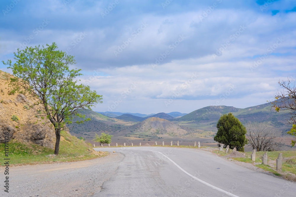 Sticker Mountain road in East Crimea