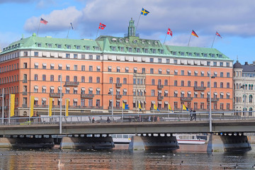 Stockholm, Sweden - March, 16, 2016: panorama of an old town of Stockholm, Sweden