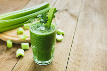 Green smoothie with celery and spinach