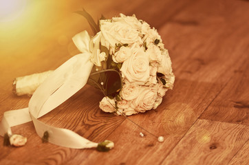 Wedding bouquet of white roses
