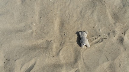 puppet abandoned on the beach