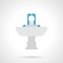 White marble fountain flat color vector icon