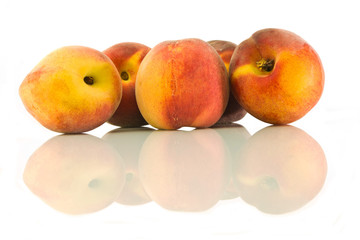 Peaches on a white background