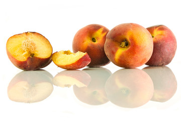 Peaches on a white background
