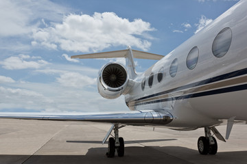Close up of a private jet at the airport