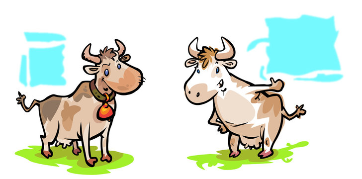 Two cartoon cows.