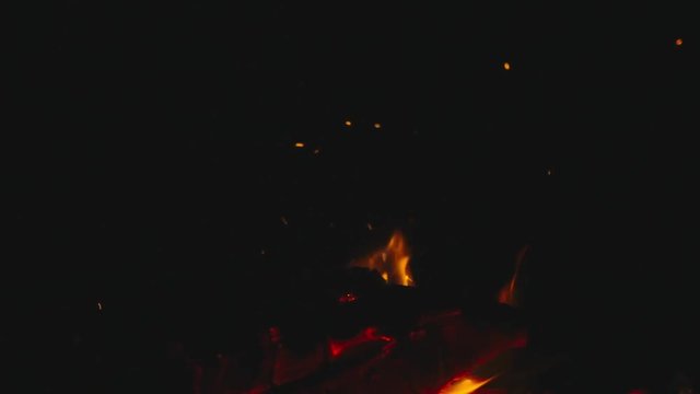Burning camp fire, slow motion