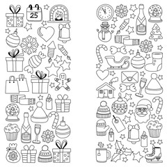 Fototapeta premium Doodle vector icons Merry christmas and happy new year