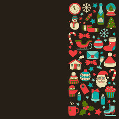 Doodle vector icons Merry christmas and happy new year