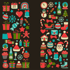 Doodle vector icons Merry christmas and happy new year
