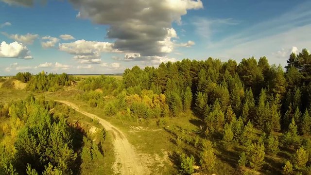 Rural road in steppe in summer day