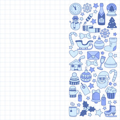 Doodle vector icons Merry christmas and happy new year