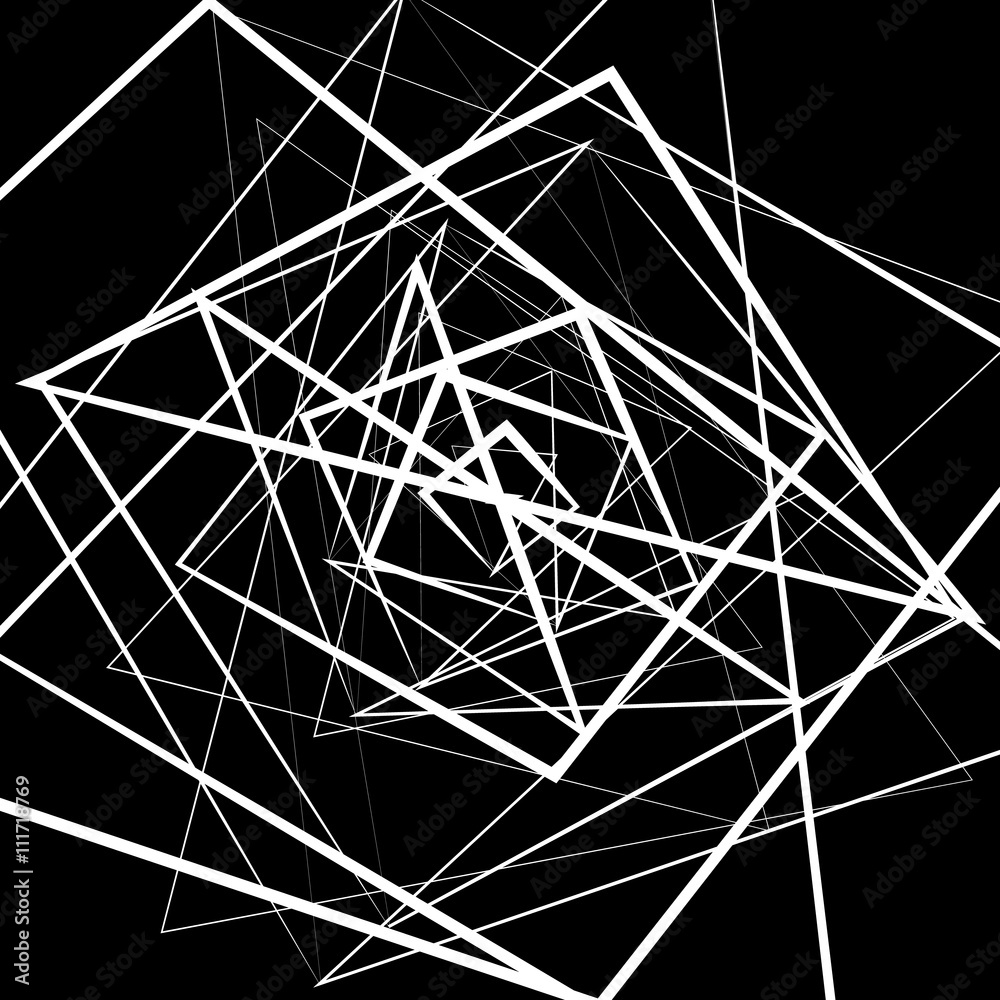 Poster Random intersecting lines. Abstract monochrome geometric art.