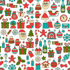 Doodle vector icons Merry christmas and happy new year