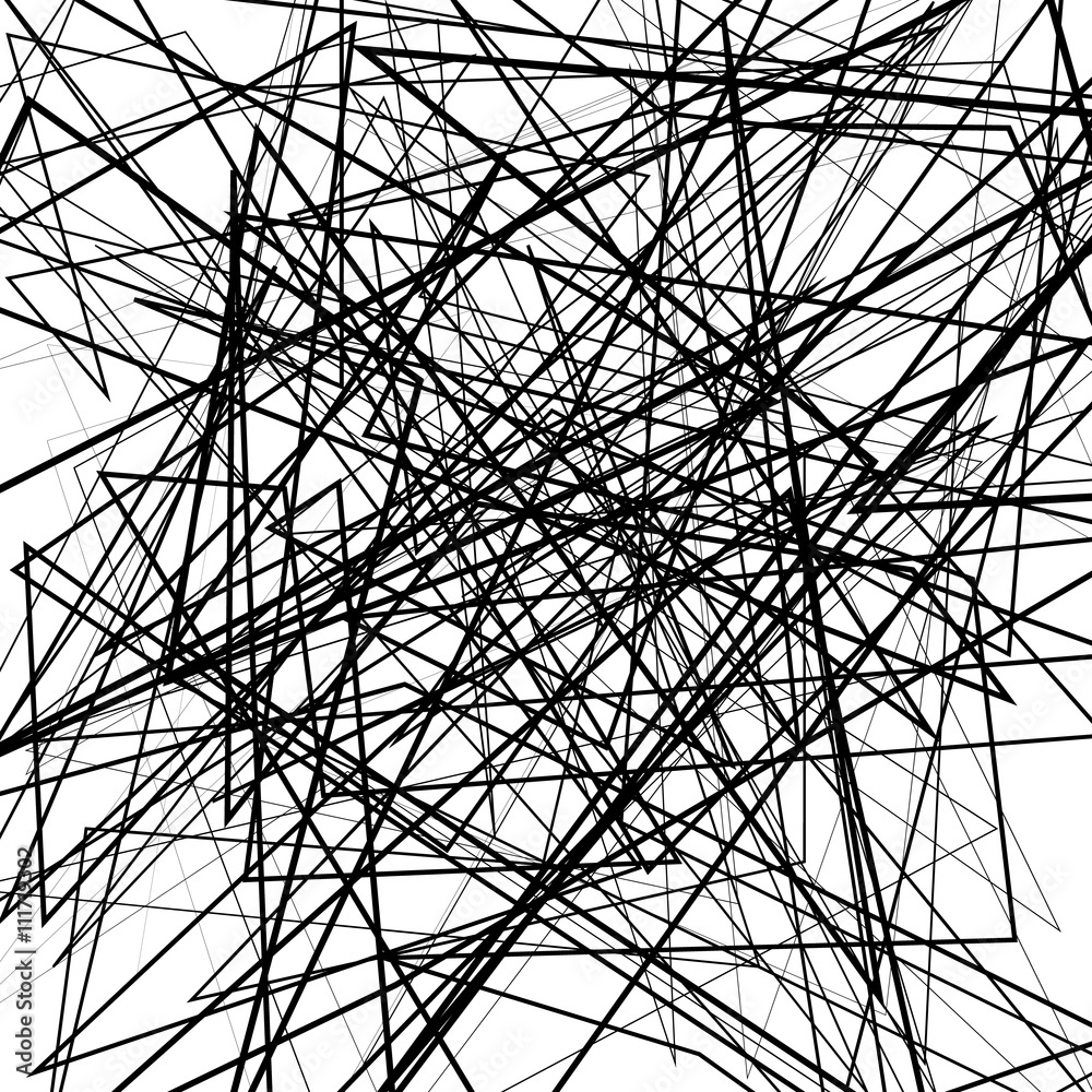 Poster irregular, random chaotic lines. abstract monochrome illustratio