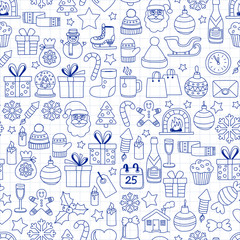 Doodle vector icons Merry christmas and happy new year