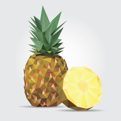 Pineapple, Polygonal Pineapple in Vector