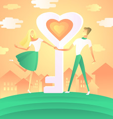 couple in love with their house