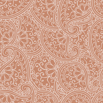 Hand drawn seamless Paisley pattern. Doodle style
