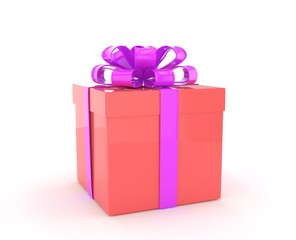gift box with bows isolated on white. 3d rendering.
