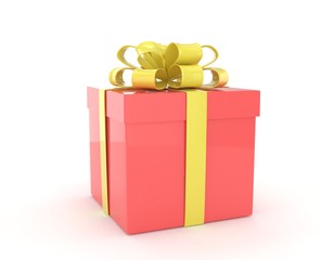 gift box with bows isolated on white. 3d rendering.