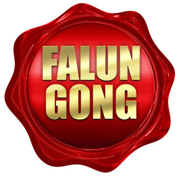 Falun gong, 3D rendering, a red wax seal