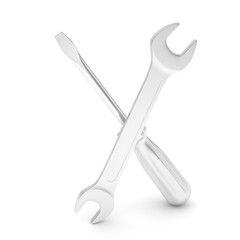 3D Illustration Wrench and screwdriver, service concept
