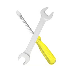 3D Illustration Wrench and screwdriver, service concept