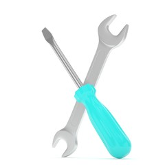 3D Illustration Wrench and screwdriver, service concept