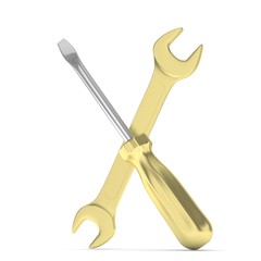 3D Illustration Wrench and screwdriver, service concept