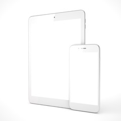Tablet and smartphone on a white. 3d rendering.