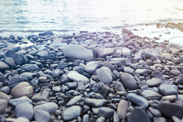 Nature background with pebble on sunset