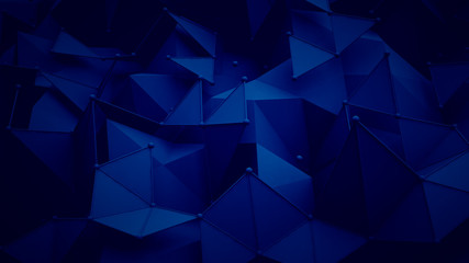 Fototapeta premium Dark blue polygonal surface 3D rendering background