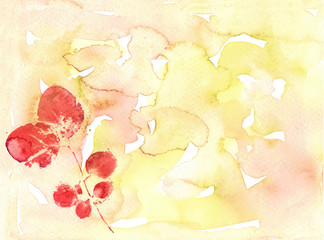 Watercolor background with foliage