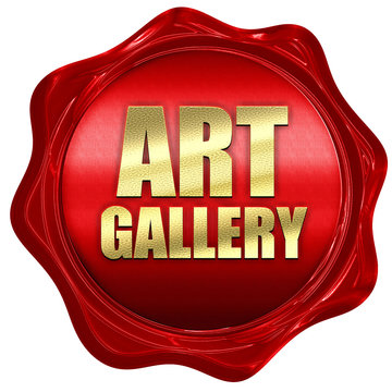 art gallery, 3D rendering, a red wax seal