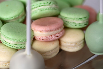 Many tasty sweet macaroons