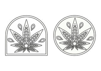 Cannabis logo. Hemp Line icons.