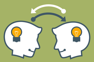Silhouette of Two Human Head Sharing Ideas