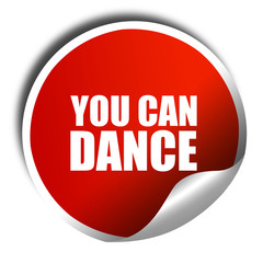 you can dance, 3D rendering, a red shiny sticker