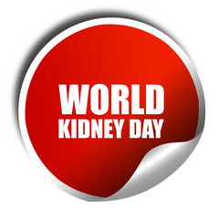world kidney day, 3D rendering, a red shiny sticker