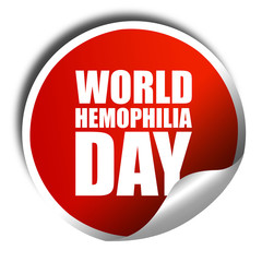 world hemophilia day, 3D rendering, a red shiny sticker