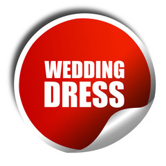 wedding dress, 3D rendering, a red shiny sticker