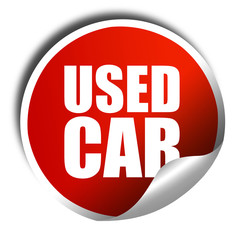 used car, 3D rendering, a red shiny sticker