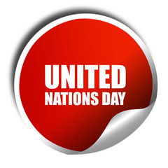 united nations day, 3D rendering, a red shiny sticker