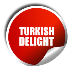 turkish delight, 3D rendering, a red shiny sticker