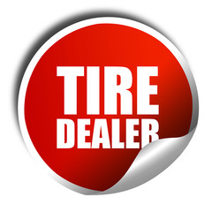 tire dealer, 3D rendering, a red shiny sticker