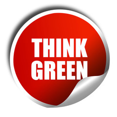 think green, 3D rendering, a red shiny sticker