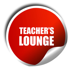 teacher's lounge, 3D rendering, a red shiny sticker