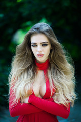 Naklejka premium Sexy young woman with long hair