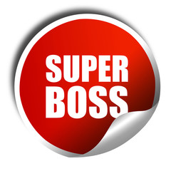 super boss, 3D rendering, a red shiny sticker